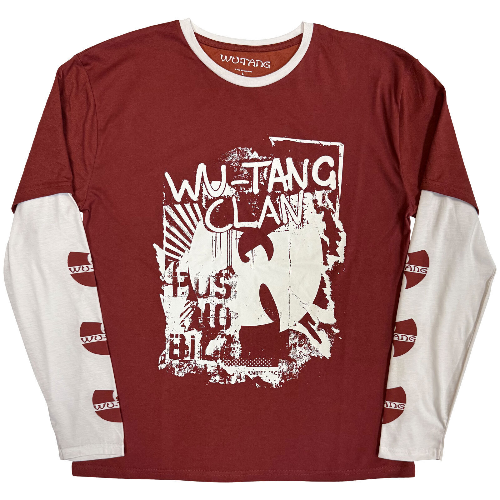 T-shirt Wu-Tang Clan Graffiti (Sleeve Print Layered) Red & White M T-shirt