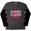 The Smashing Pumpkins Star Logo (Sleeve Print) Charcoal Grey & Black L T-Shirt