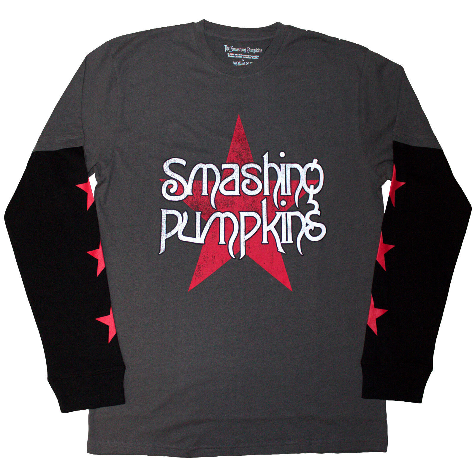 T-shirt The Smashing Pumpkins Star Logo (Sleeve Print) Charcoal Grey & Black XL T-shirt