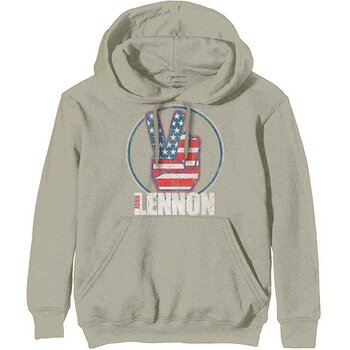 Mikina John Lennon Peace Fingers US Flag Sand XL Mikina - 1