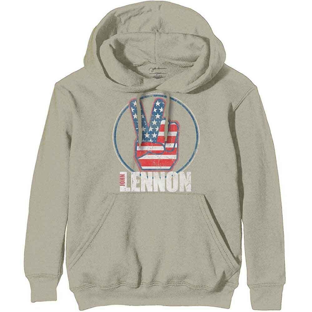 Majica John Lennon Peace Fingers US Flag Sand 2XL Majica