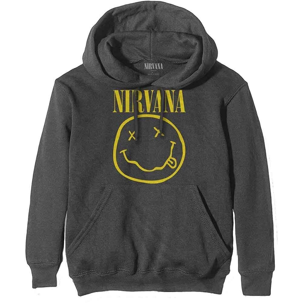 Hoodie Nirvana Yellow Happy Face Charcoal Grey M Hoodie