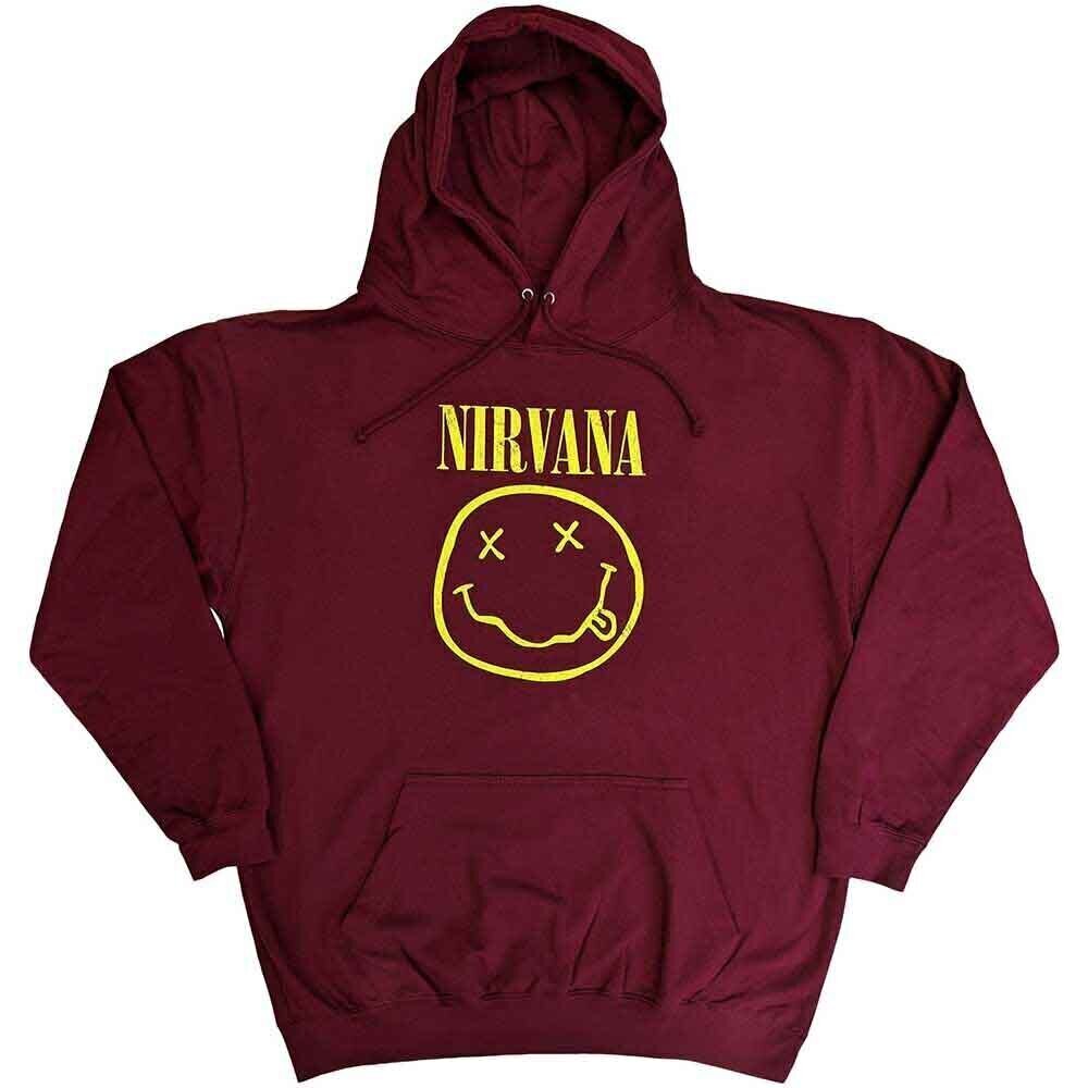 Hoodie Nirvana Yellow Happy Face Maroon Red XL Hoodie
