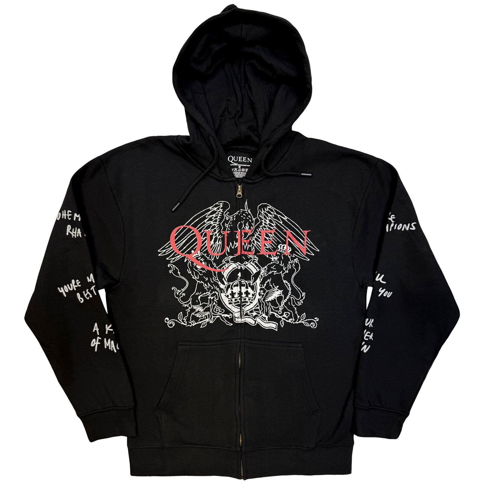 Hoodie Queen Logo & Crest Outline Gri cărbune M Hoodie