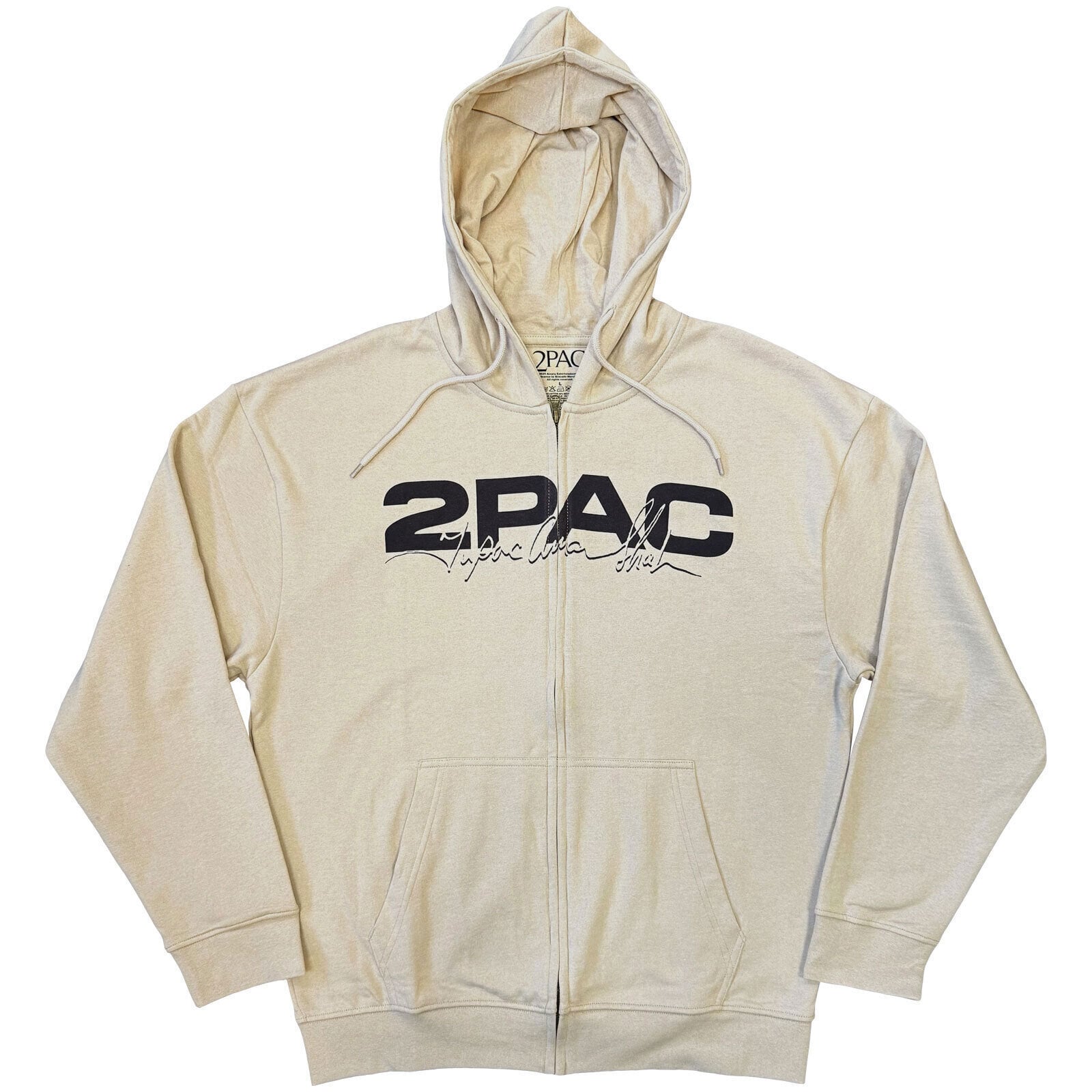 Hoodie 2Pac Logo & Black Portrait (Back Print) Sand S Hoodie