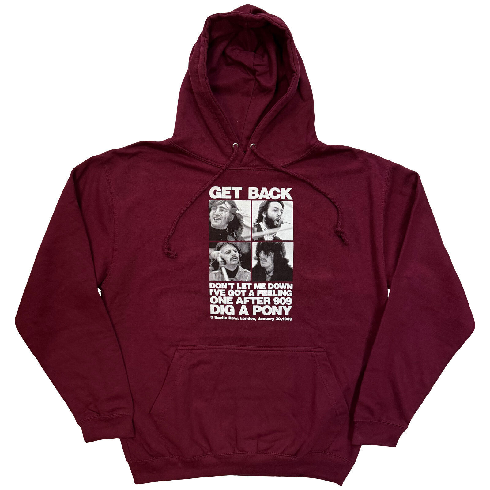 Hoodie The Beatles 3 Savile Row Maroon Red 2XL Hoodie