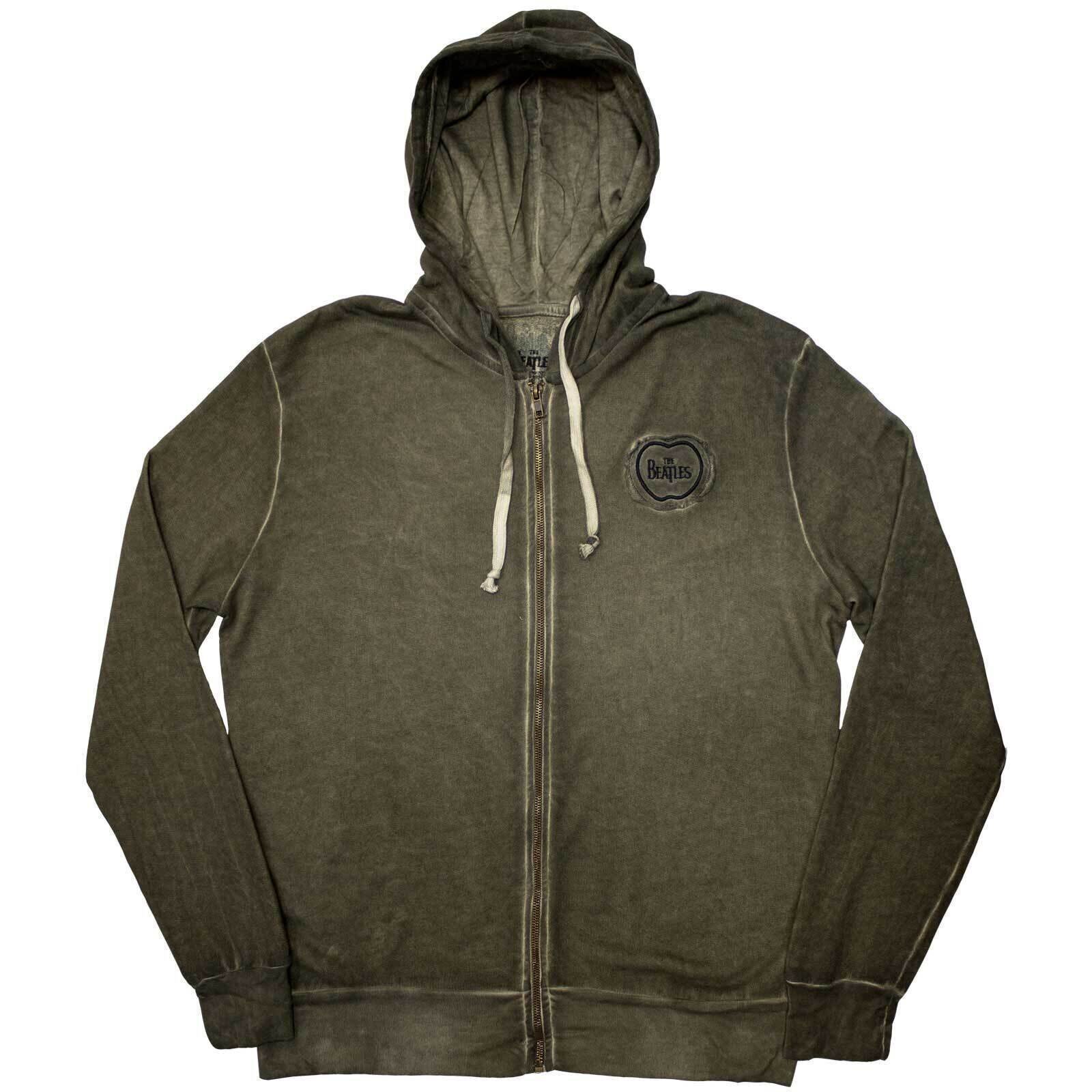 Hoodie The Beatles Apple Logo Stone Wash Khaki Green M Hoodie