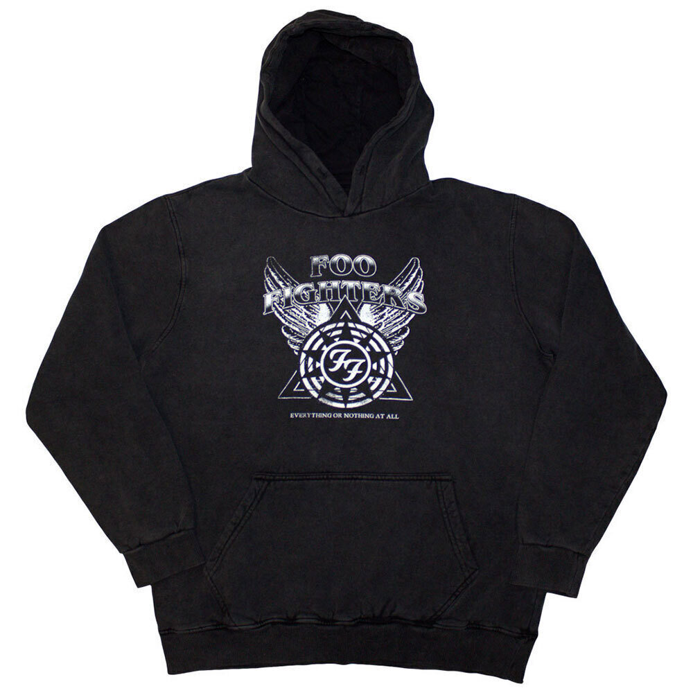 Hoodie Foo Fighters Everything Or Nothing At All Logo (Stone Wash) Gri cărbune M Hoodie