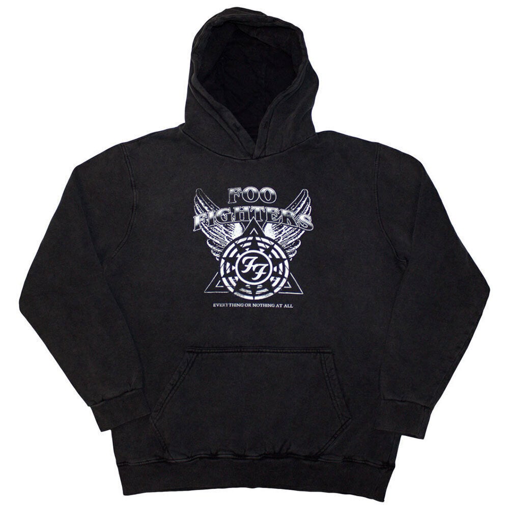 Hoodie Foo Fighters Everything Or Nothing At All Logo (Stone Wash) Charcoal Grey 2XL Hoodie