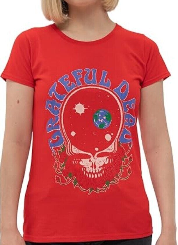 T-Shirt Grateful Dead Space Your Face & Logo Red L Ladies T-Shirt