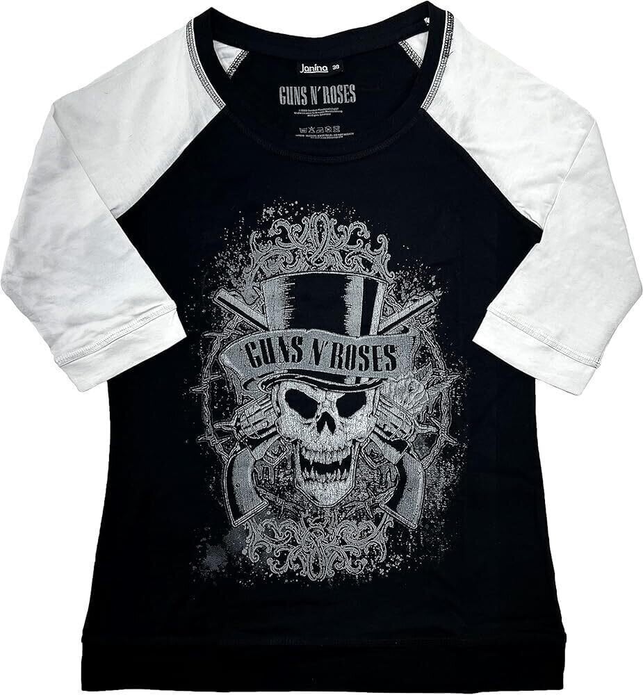 T-shirt Guns N' Roses Faded Skull Black & White 3XL Feminino T-shirt