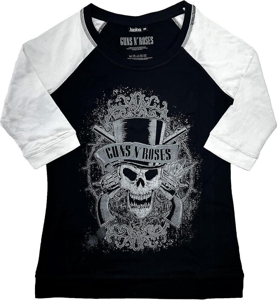 T-shirt Guns N' Roses Faded Skull Black & White L Feminino T-shirt