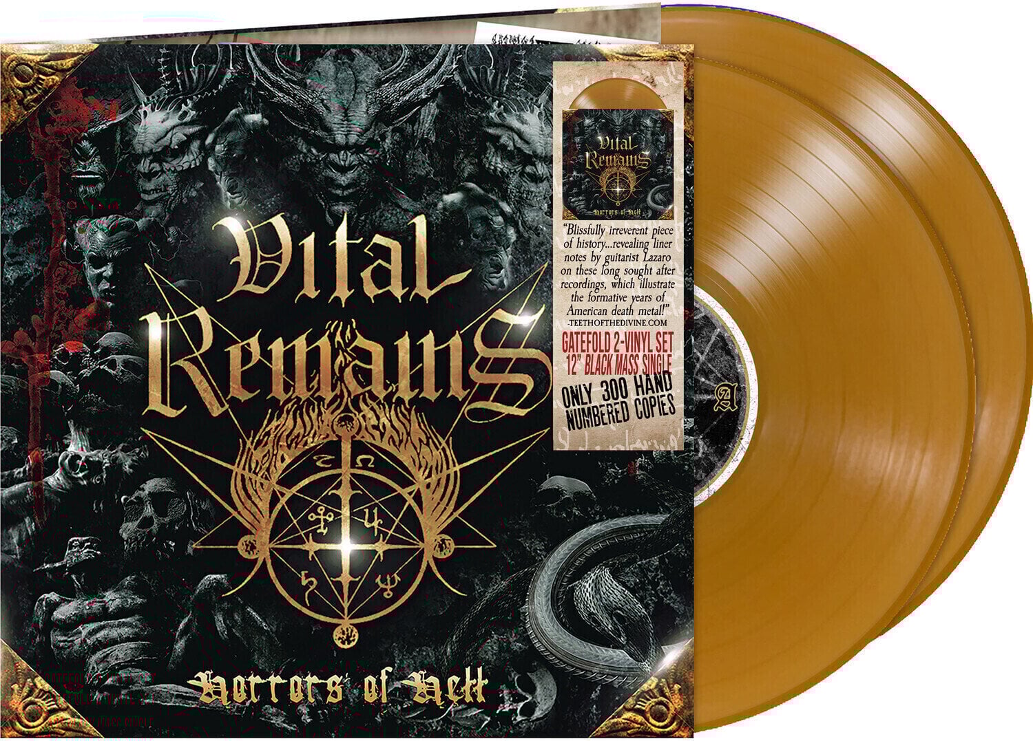 LP ploča Vital Remains - Horrors Of Hell (Reissue) (Gold Translucent Damnation Coloured) (2 LP)