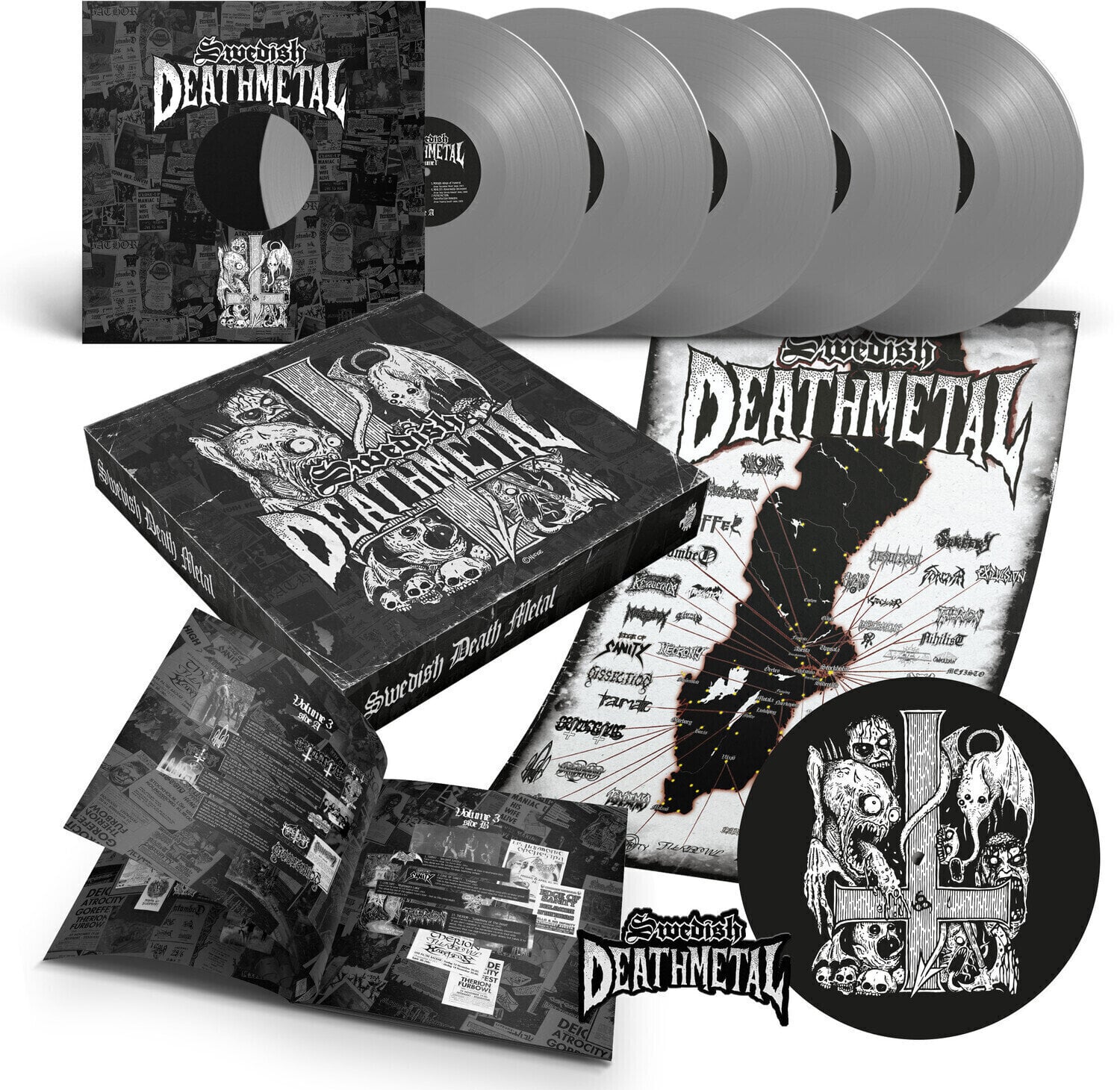 LP ploča Various Artists - Swedish Death Metal (Box Set) (Limited Edition) (Silver Coloured) (5 LP)