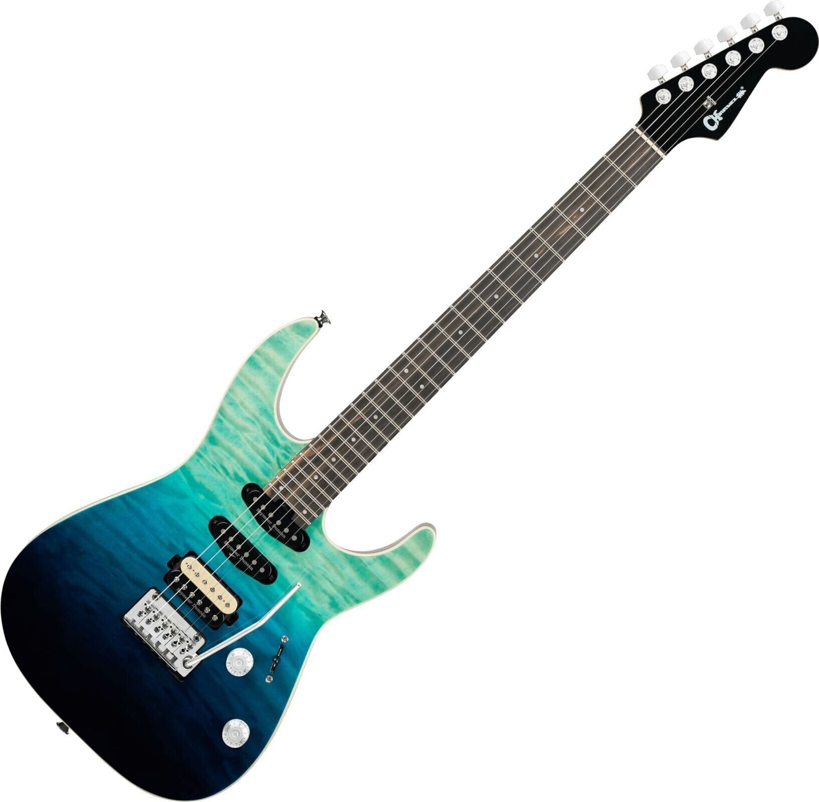 Elektrická gitara Charvel Pro-Mod Plus Dinky DK24 HSS 2PT EB QM Blue Curacao Elektrická gitara