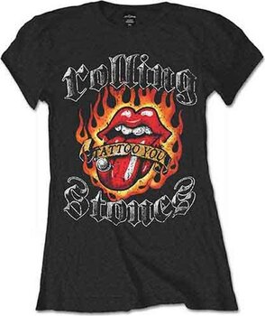 Tricou The Rolling Stones Flaming Tattoo Tongue Black S Damă Tricou - 1