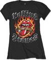 The Rolling Stones Flaming Tattoo Tongue Black L Ladies T-Shirt