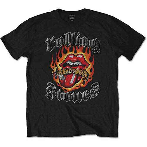 Tričko The Rolling Stones Flaming Tattoo Tongue Black XL Tričko