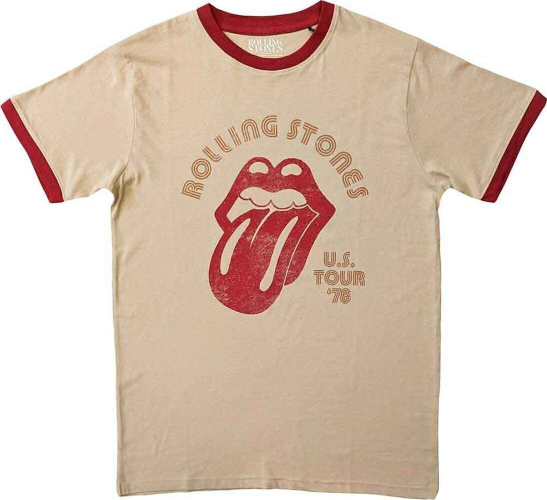 T-Shirt The Rolling Stones US Tour '78 (Ringer) Natural & Orange XL T-Shirt