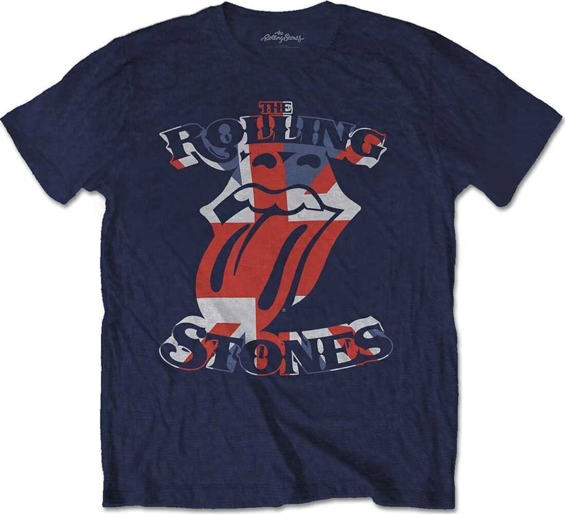 T-shirt The Rolling Stones British Flag Tongue Navy Blue 2XL T-shirt