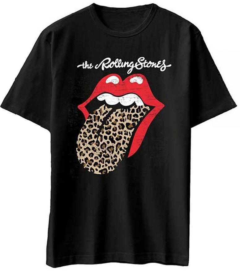 T-shirt The Rolling Stones Leopard Print Tongue Black XL T-shirt