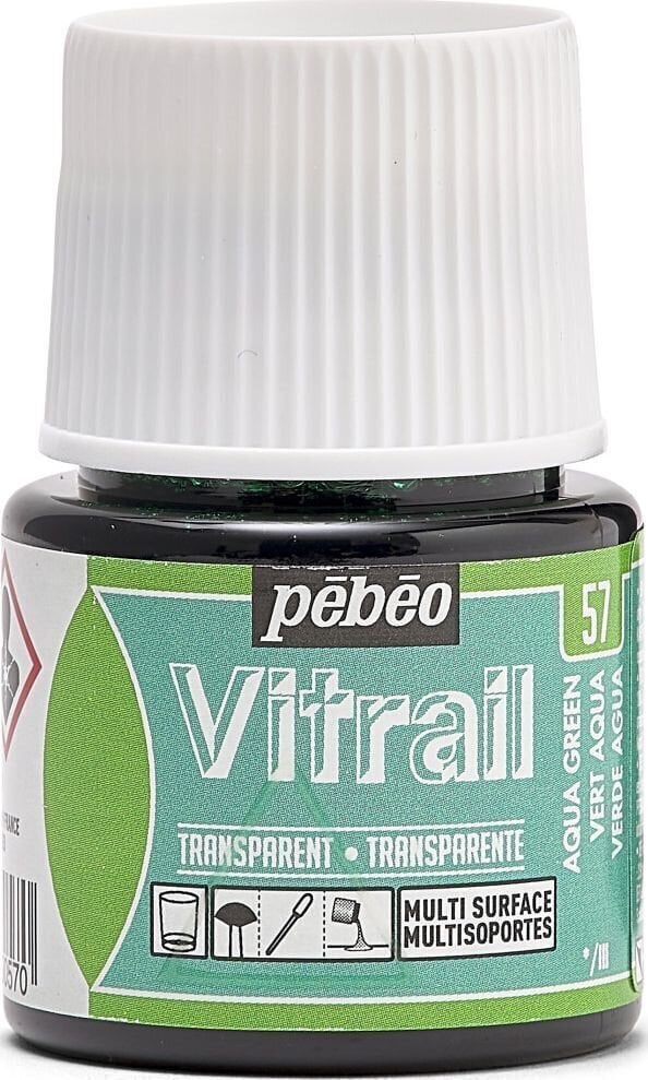 Colore per vetro Pébéo Vitrail Vernice per vetro Aqua Green 45 ml 1 pz