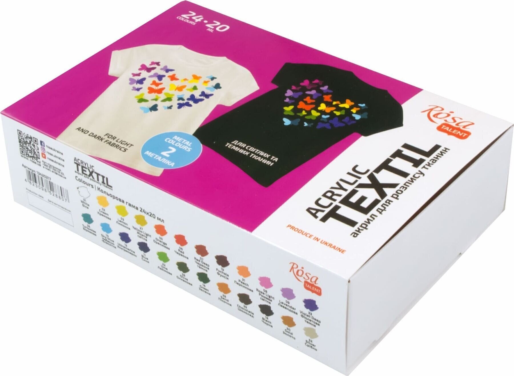 Barva za tekstil Rosa Talent Set barv za tekstil 24x20ml