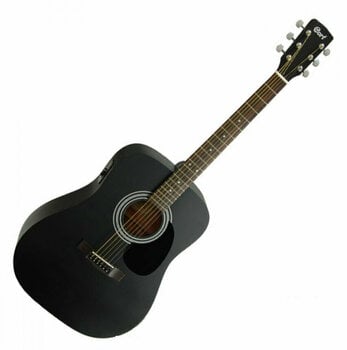 Dreadnought elektro-akoestische gitaar Cort AF510E Black Satin - 1
