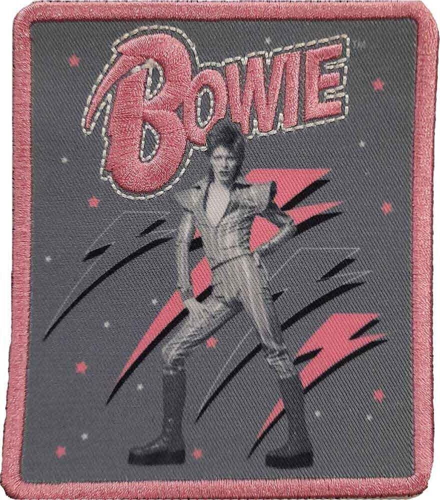 Toppa / Distintivo David Bowie Pink Flash Woven Logo Toppa da cucire 100 x 90 mm