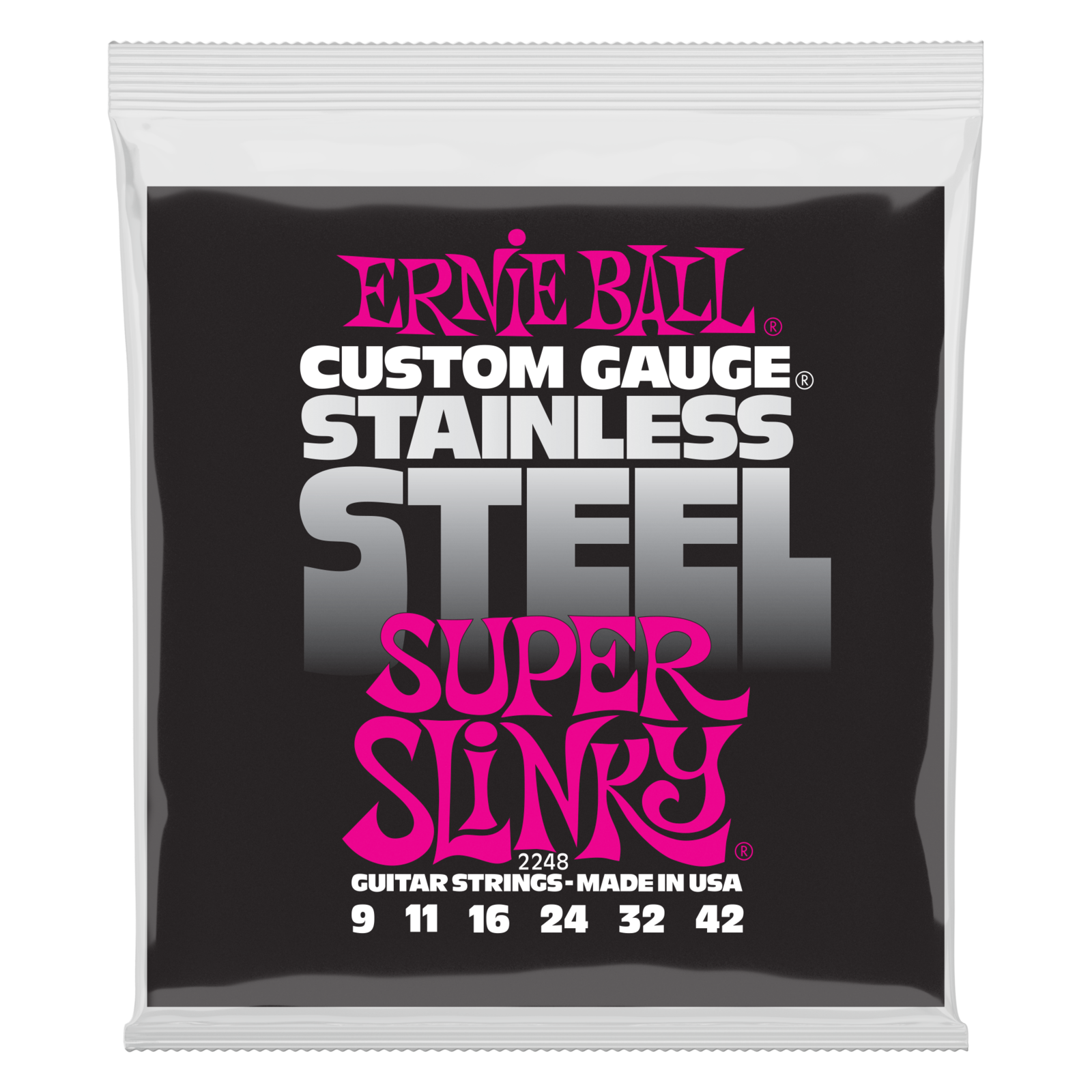 Struny pro elektrickou kytaru Ernie Ball 2248 Stainless Steel Super Slinky