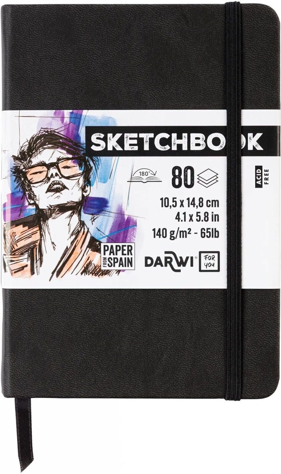 Skizzenbuch Darwi Dfy Skizzenbuch 80 A6 140 g Black