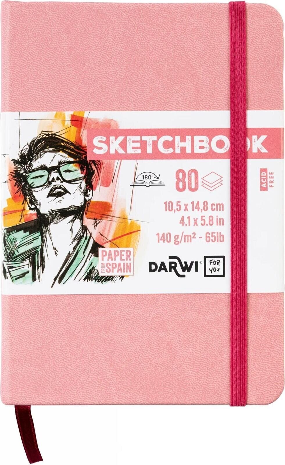 Blok za skiciranje Darwi Dfy Blok za crtanje 80 A6 140 g Soft Pink