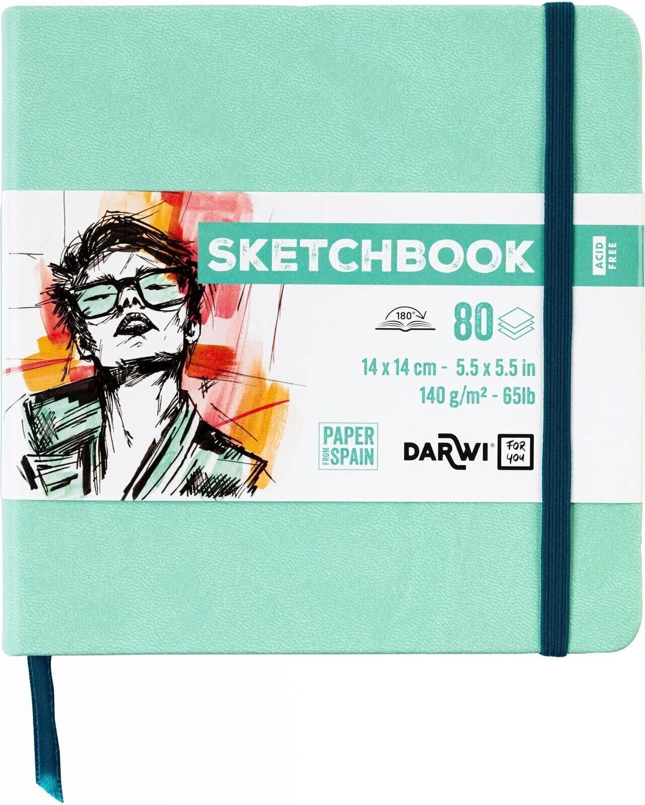Skizzenbuch Darwi Dfy Skizzenbuch 80 14 x 14 cm 140 g Mint Green