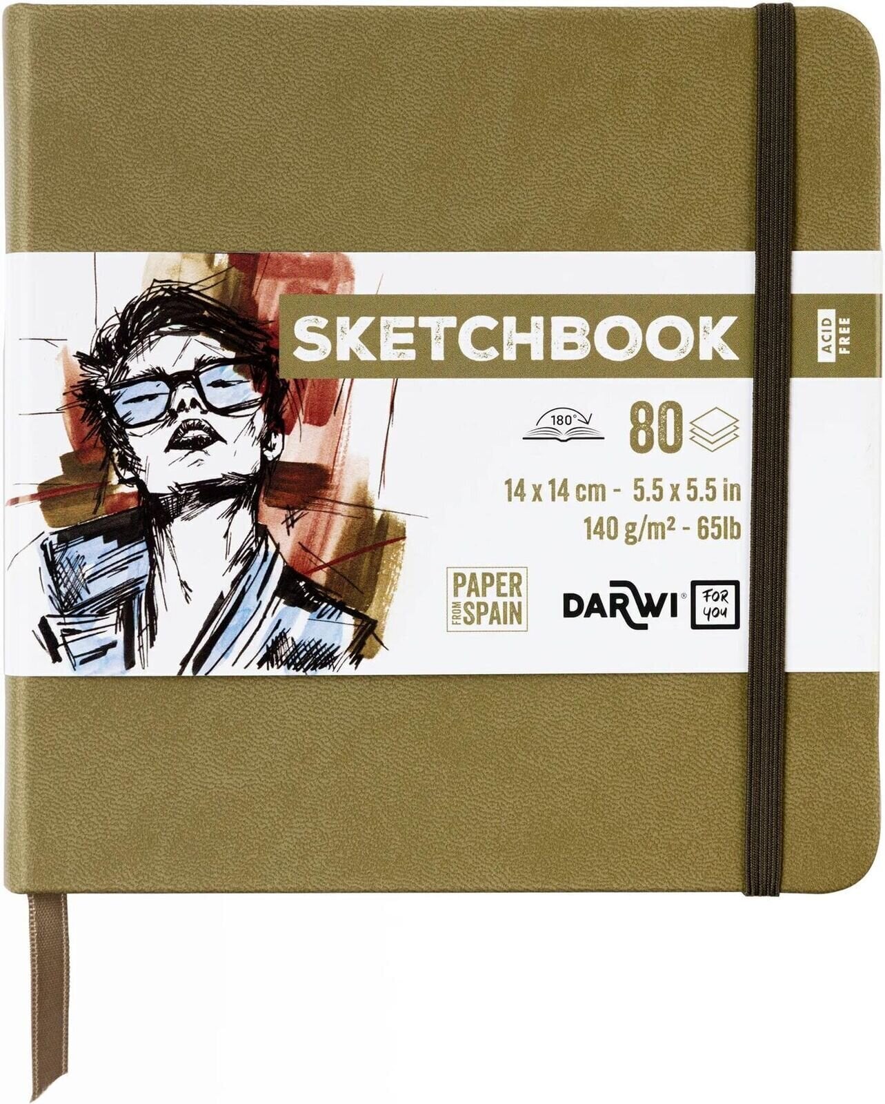 Skizzenbuch Darwi Dfy Skizzenbuch 80 14 x 14 cm 140 g Khaki