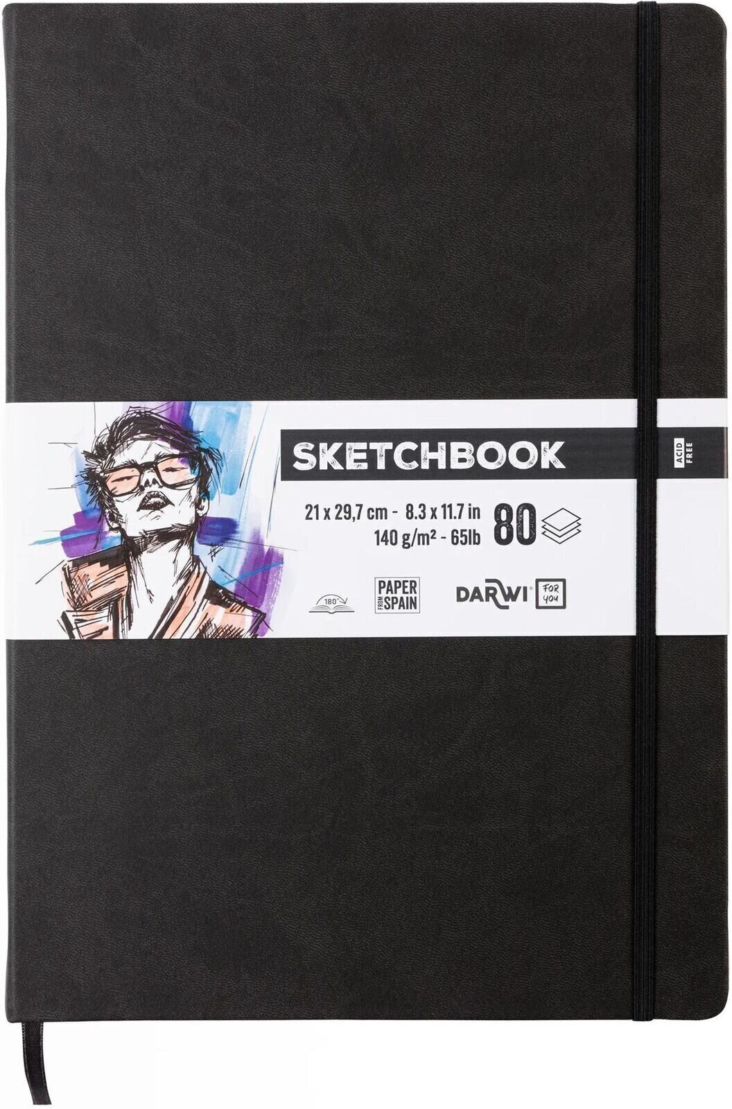 Skizzenbuch Darwi Dfy Skizzenbuch 80 A4 140 g Black