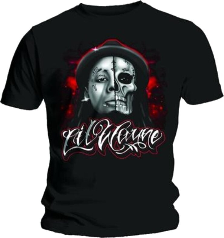 T-Shirt Lil Wayne Skull Sketch Black 2XL T-Shirt
