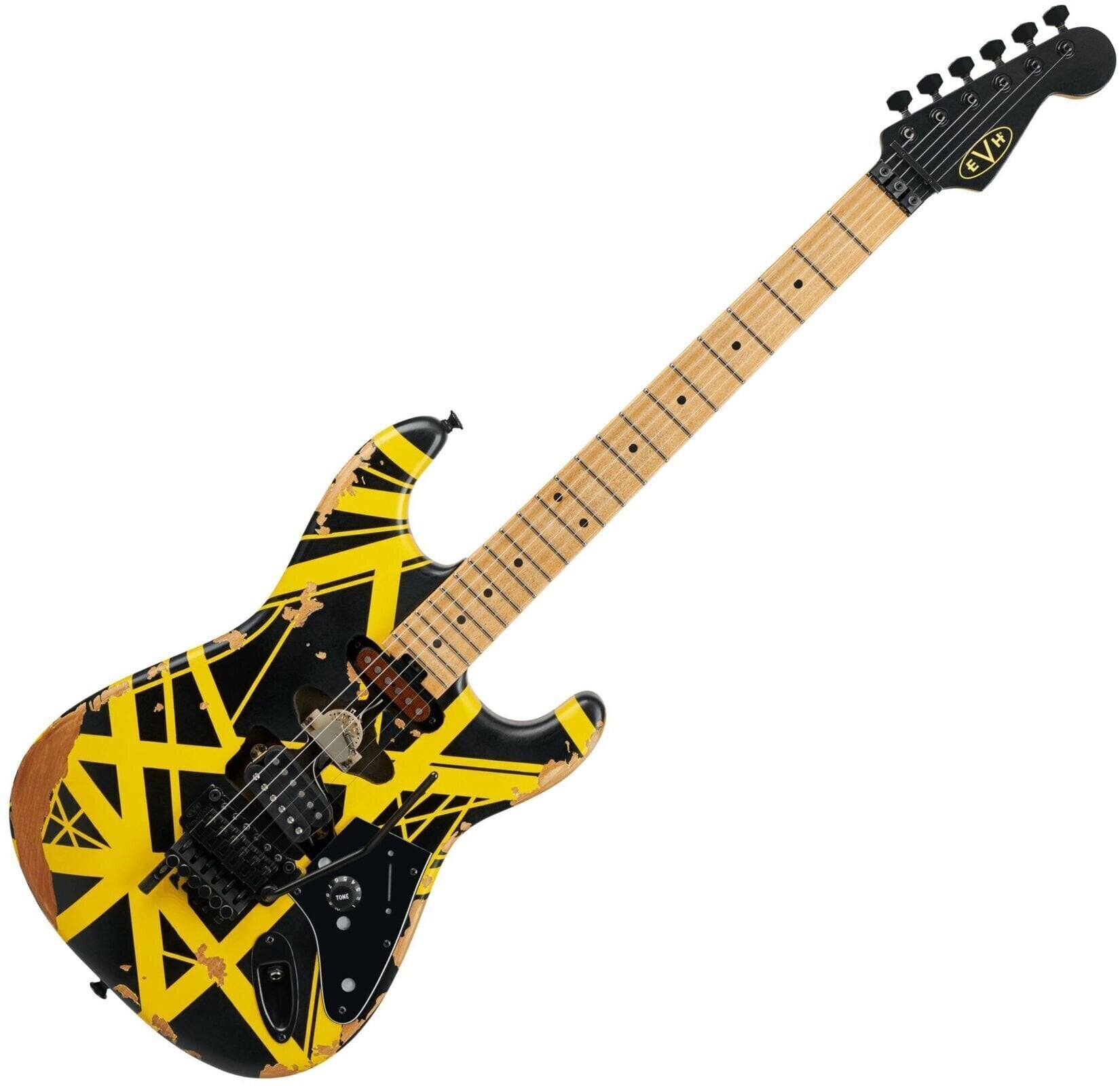 Električna kitara EVH Striped Series Frankenstein Frankie MN Black with Yellow Stripes Električna kitara