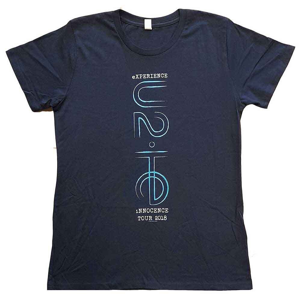 T-Shirt U2 I+E 2018 Tour Dates (Back Print & Ex-Tour) Navy Blue L Ladies T-Shirt