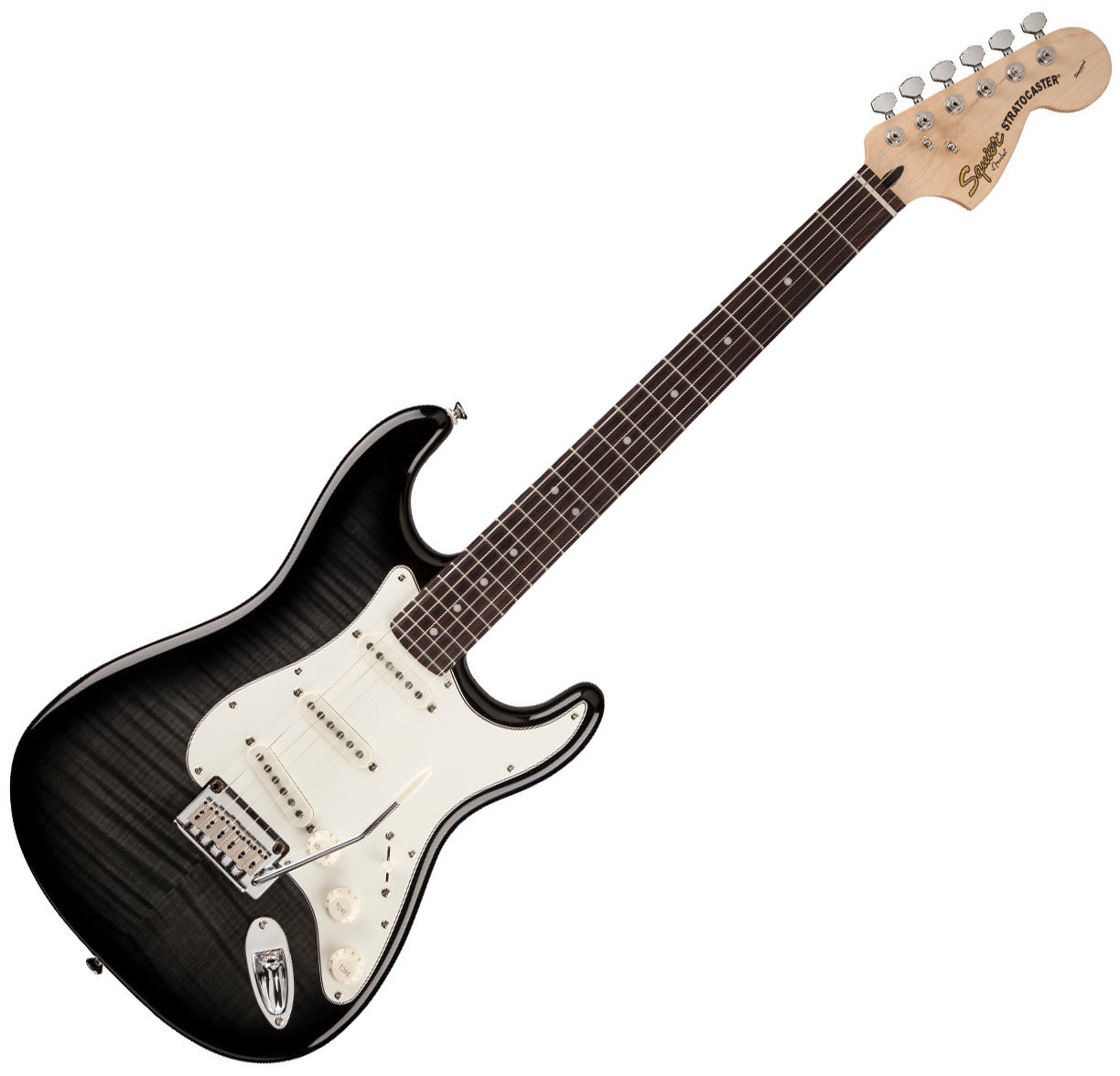 Elektriska gitarrer Fender Squier Standard Strat FMT Ebony Transparent