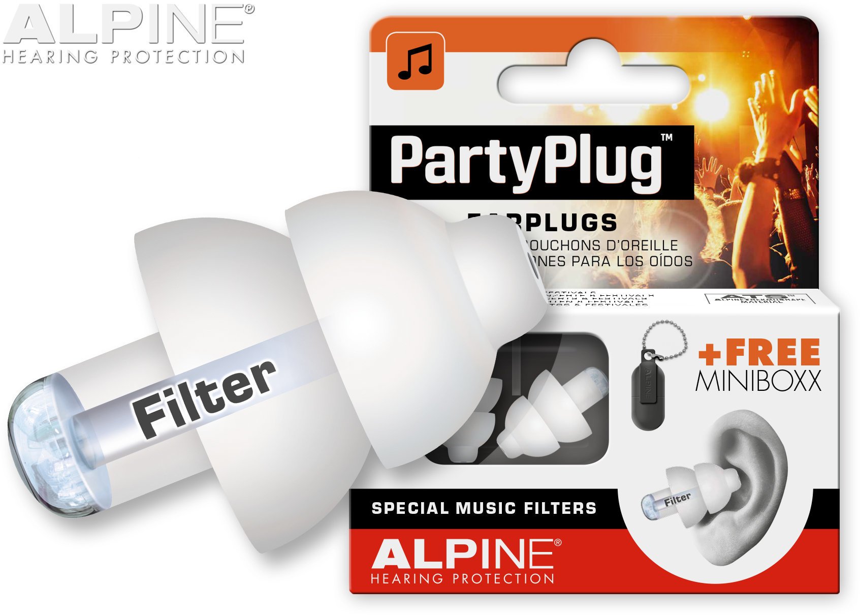 Tampões para os ouvidos Alpine Party Plug Branco Tampões para os ouvidos
