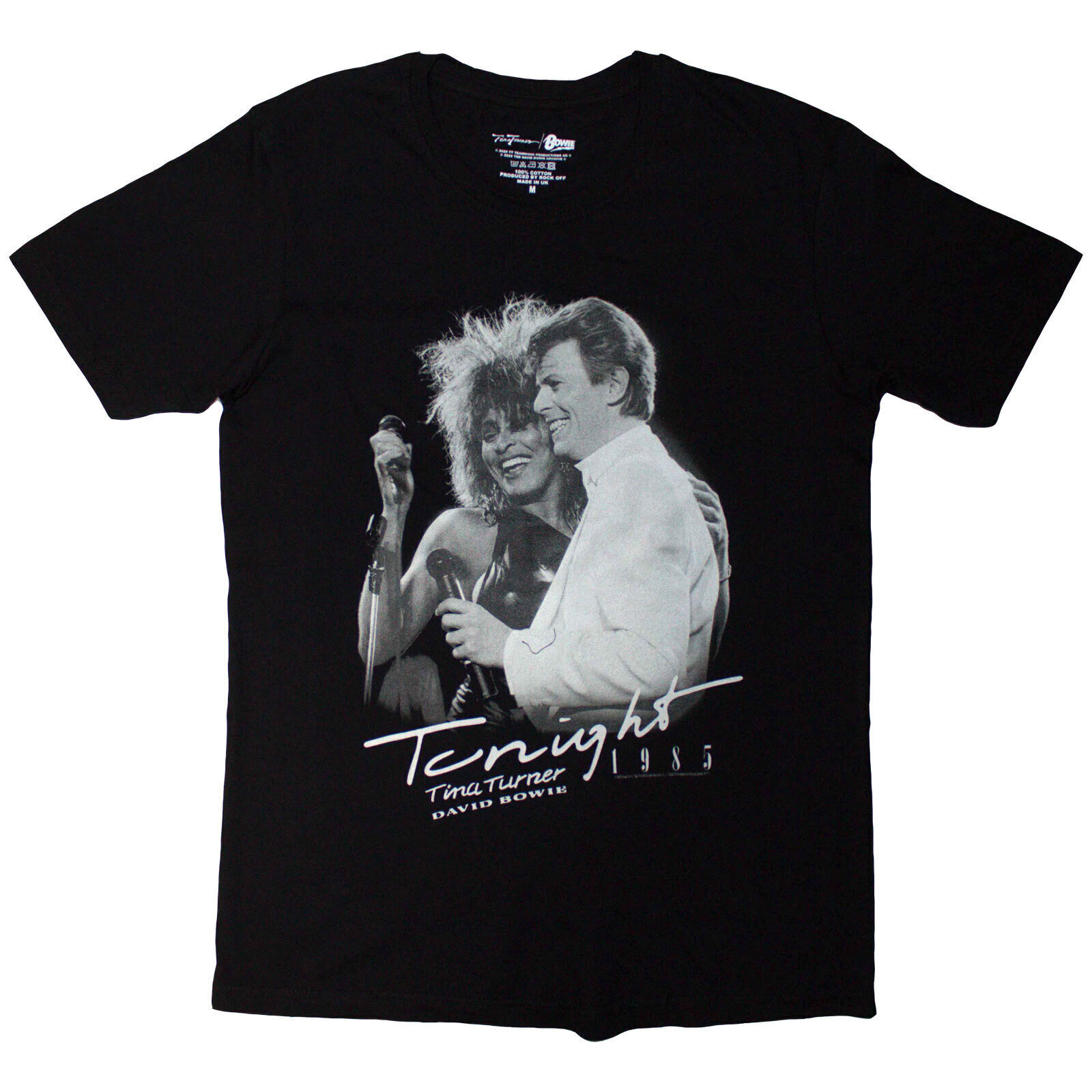 Camiseta de manga corta Tina Turner & David BowieTonight 1985 Black S Camiseta de manga corta