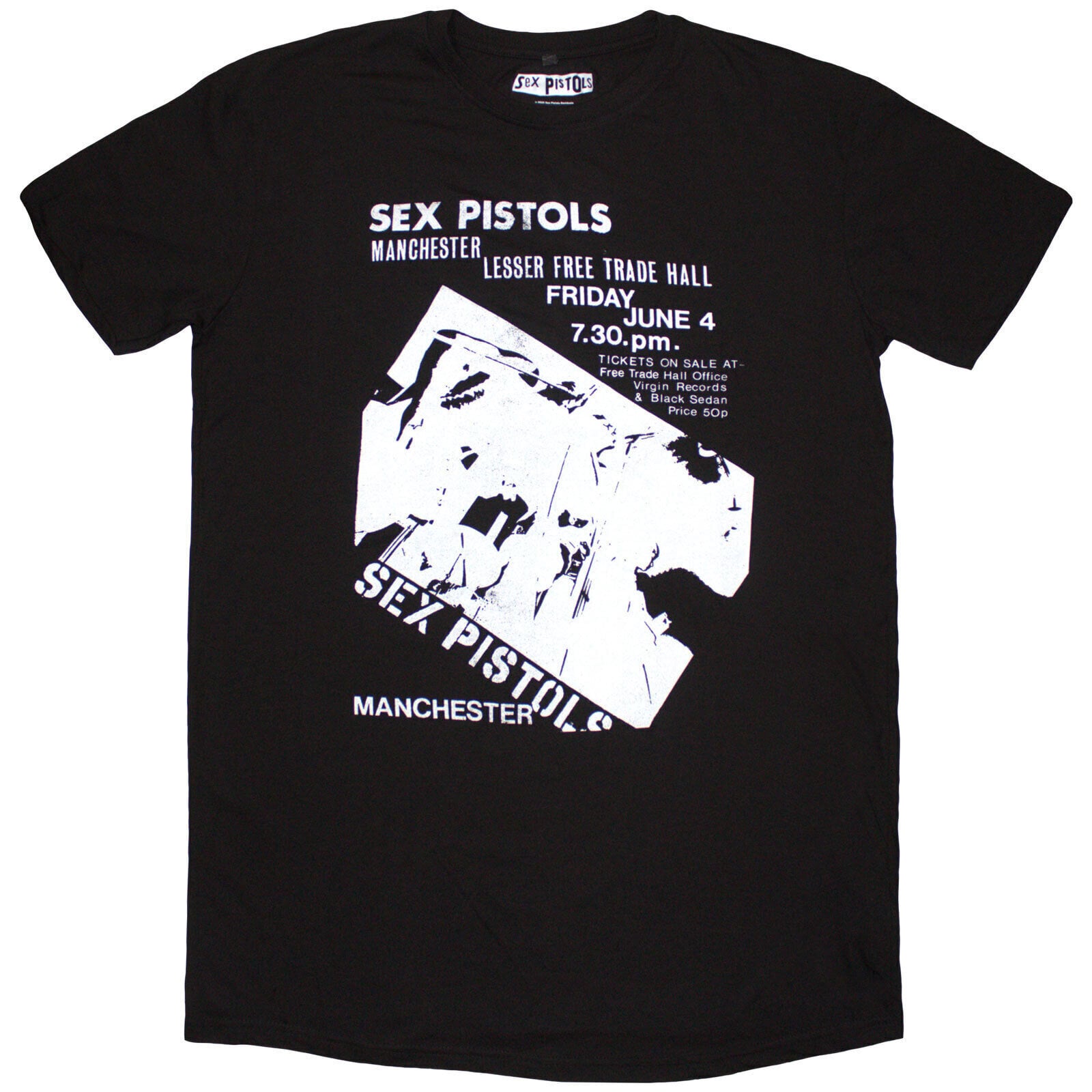 T-shirt Sex Pistols Manchester Flyer Dress Black 2XL Feminino T-shirt
