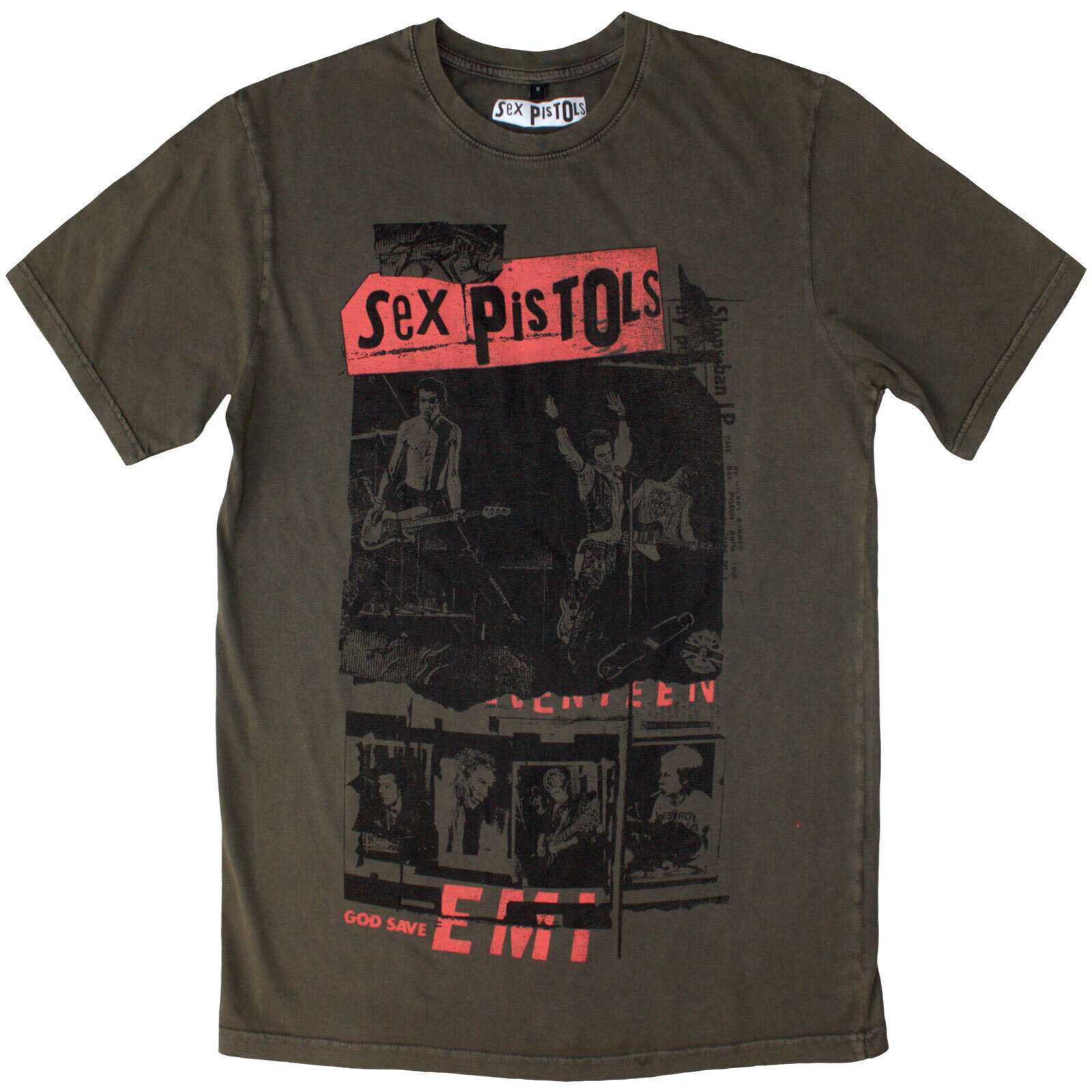 T-shirt Sex Pistols Photo Collage (Stone Wash) Green 2XL T-shirt