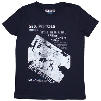 T-shirt Sex Pistols Manchester Flyer Navy Blue 2XL Feminino T-shirt - 1