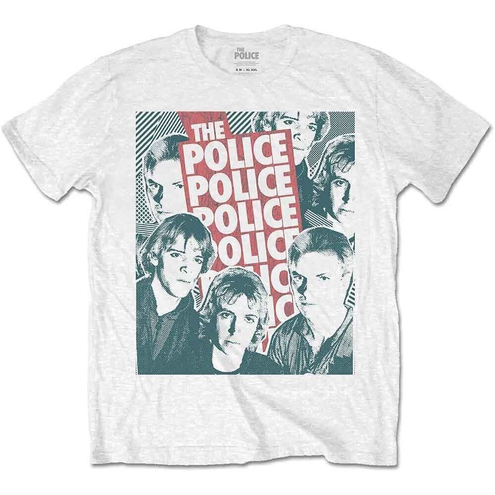 T-shirt The Police Half-tone Faces White S T-shirt