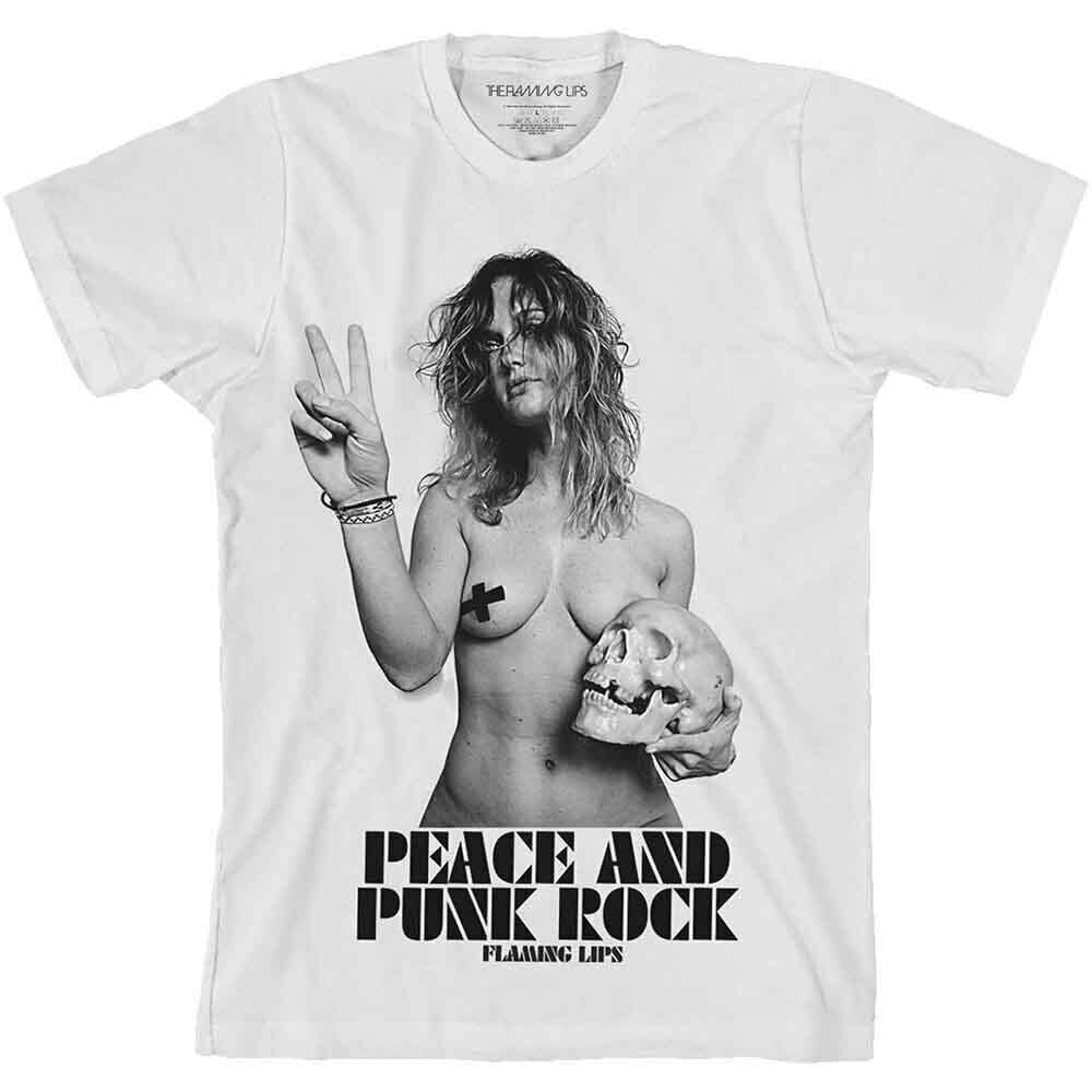 T-Shirt The Flaming Lips Peace & Punk Rock Girl White M T-Shirt