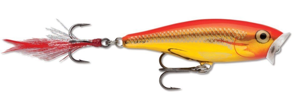 Fishing Wobbler Rapala Skitter Pop Steel Gold Fluorescent Red 7 cm 7 g