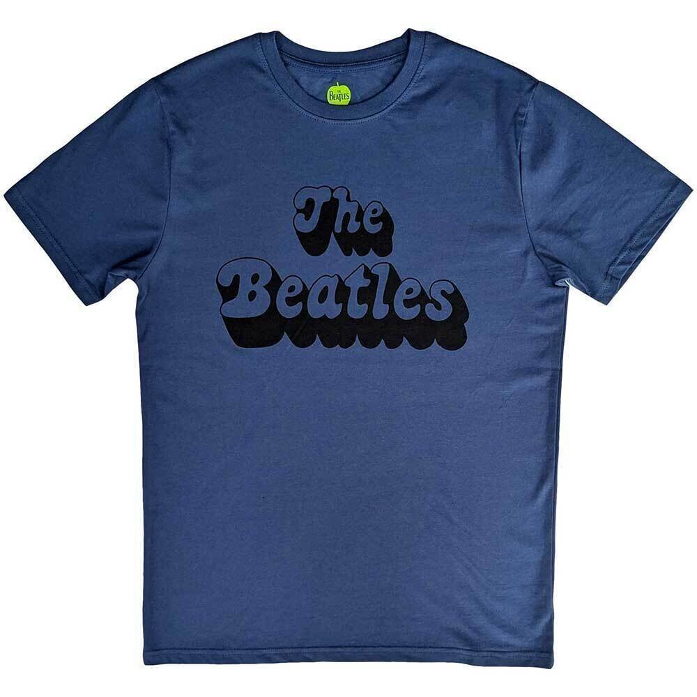 T-Shirt The Beatles Text Logo Shadow Denim Blue L T-Shirt