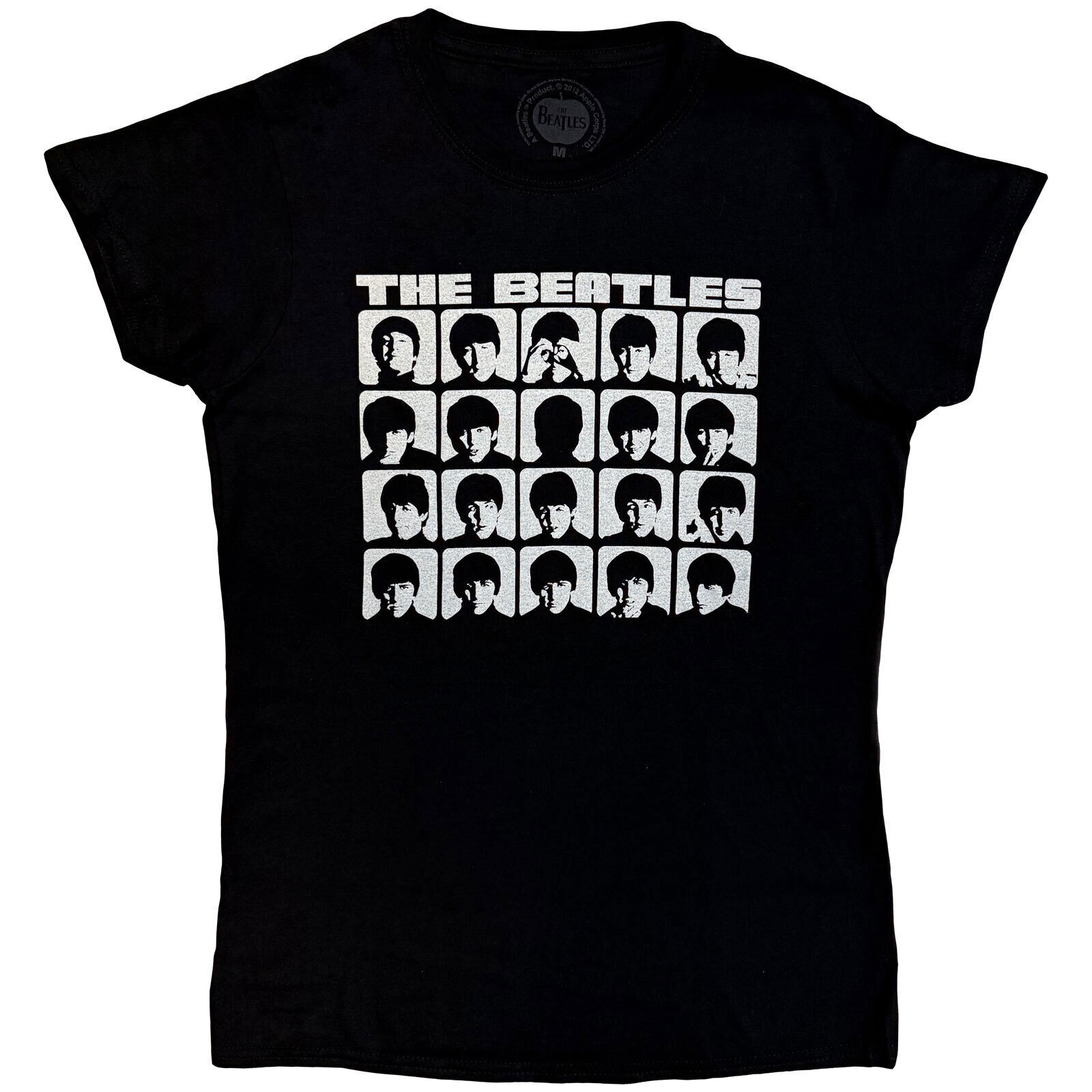 T-Shirt The Beatles Hard Days Night Faces Mono Black M Ladies T-Shirt