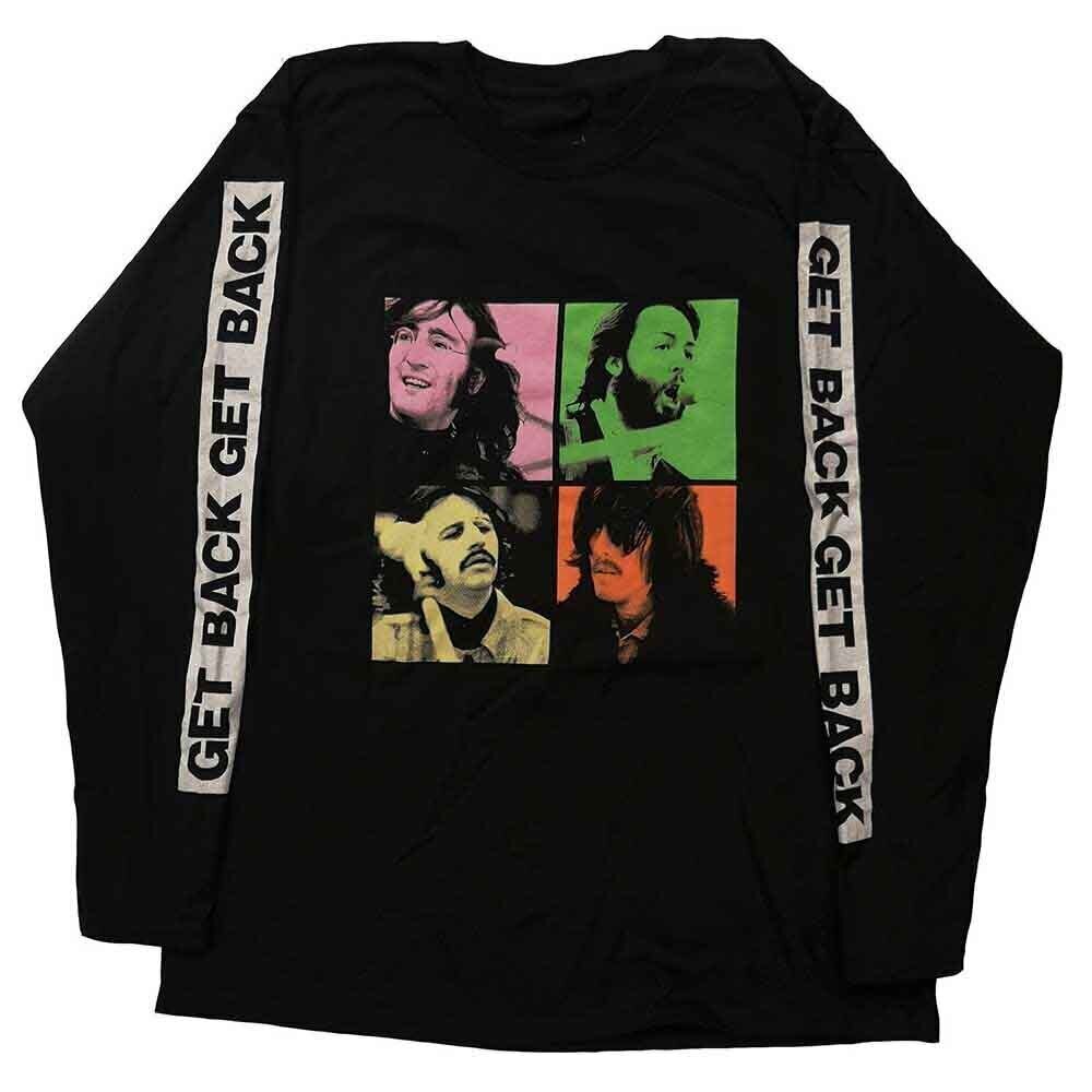 T-shirt The Beatles Get Back Studio Shots (Sleeve Print) Black XL T-shirt